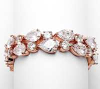 Red Carpet Bold CZ Pears Bridal Statement Bracelet in Rose Gold