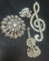 Rhinestone Figural Brooches Cello Trebleclef Snowflake Stamens