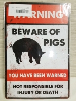 New BEWARE OF PIGS metal sign