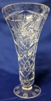 Vintage Large Pinwheel Cut Crystal Vase | 10.5" Tall
