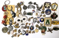 Assorted Vintage to Modern Pins & Badges, Keychains & Saint Medallions +