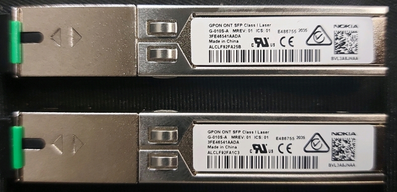 2 New Nokia SFP Class 1 Laser G-010S-A 3"x.5"