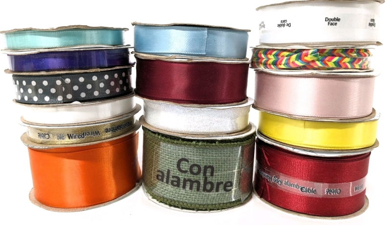 15 New Assorted Rolls of Ribbon & Trim : Makers, Colour, Length, Width & Materials Vary