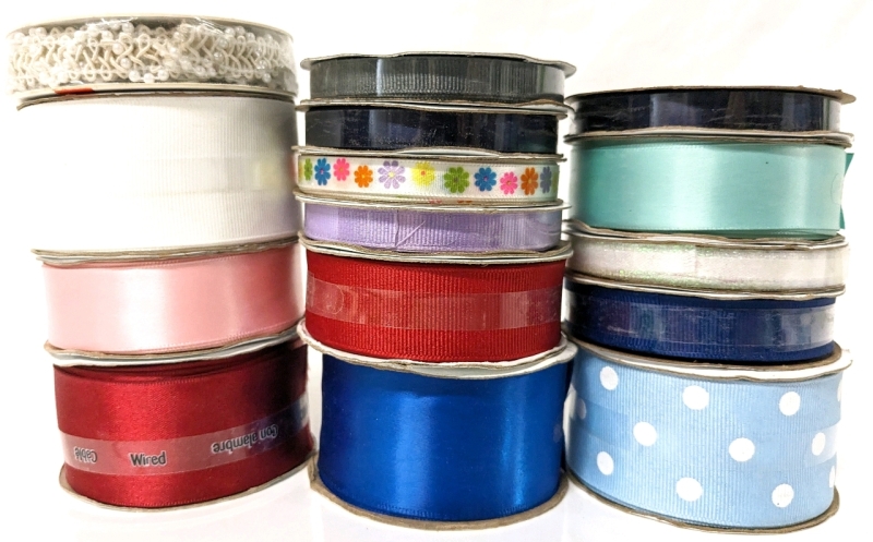 15 New Assorted Rolls of Ribbon & Trim : Makers, Colour, Length, Width & Materials Vary