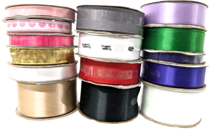 15 New Assorted Rolls of Ribbon & Trim : Makers, Colour, Length, Width & Materials Vary