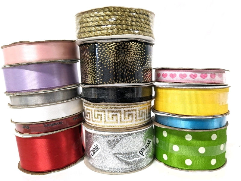 15 New Assorted Rolls of Ribbon & Trim : Makers, Colour, Length, Width & Materials Vary