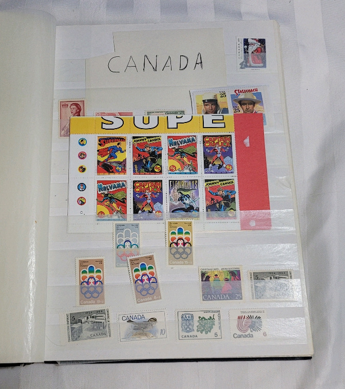 Canadian Postage Stamp Lot in Stamp Book , 16 Pages Filled with Postage Stamps , 98.3% Unused Stamps