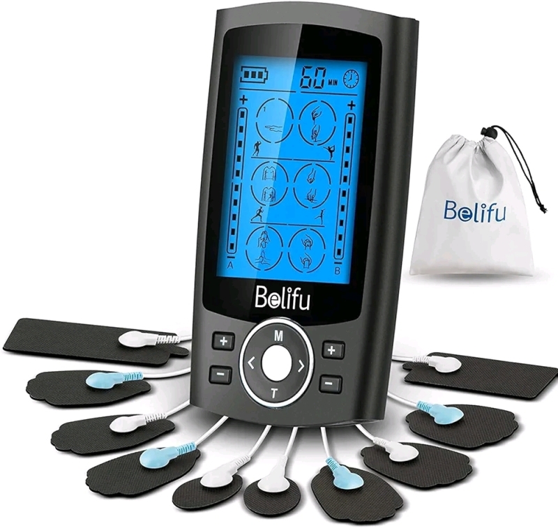 New - Belifu Dual Channel TENS EMS Unit 24 Modes Muscle Stimulator for Pain Relief Therapy