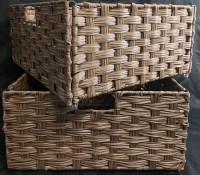 2 New Faux Wicker Metal Frame Storage Baskets 16.5"x15.5x7"