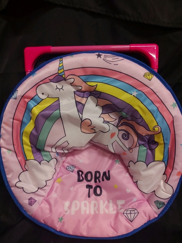 New Rainbow Unicorn Kids Saucer Chair "Born To Sparkle" 19.5" Diameter 10" Floor To Seat Retails $50+