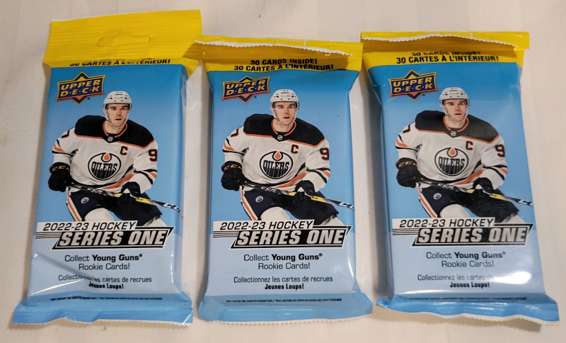 2022 - 2023 Upper Deck NHL Hockey Series One Trading Card Sealed Packs , Three (3) Packs