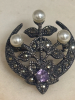 925 HBC Amethyst Marcacite Brooch - 2