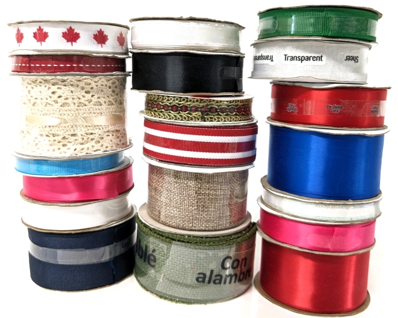 20 New Assorted Rolls of Ribbon & Trim : Makers, Colour, Length, Width & Materials Vary