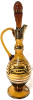 Vintage Mid Century Modern Amber Glass & Gold Decanter with Stopper | Made in Romania | 13.5" Tall