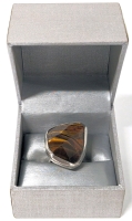 Gorgeous Vintage Size 7 Tiger's Eye Statement Ring with Suspected Unmarked Sterling Silver Band & Setting