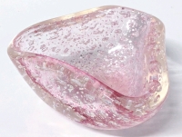Adorable Vintage Rose Pink & Silver Flake Bubble Trinket Dish | 4.2" x 3.8" x 1.75"