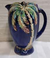 Vintage Beswick Cobalt Blue Palm Tree Pitcher / Jug , Measures 7.5" tall . No chips or cracks