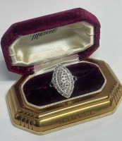 Beautiful Marquise Sterling Cocktail Ring Marcacite