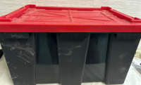 Blue Planet 104L Stackable Storage Tote Black With Red Lid Pre-owned
