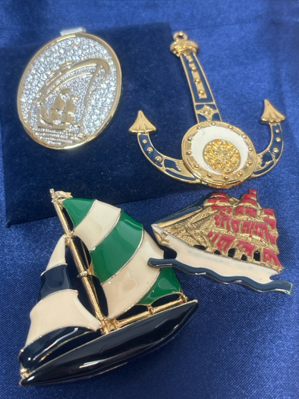 Nautical Enamel Brooches & Swarovski Crystals