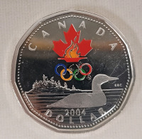 2004 Canadian Sterling Silver Olympic Lucky Loonie One Dollar Coloured Coin