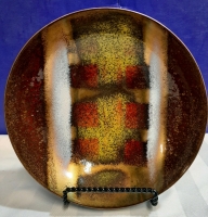 Vintage MCM 7" Enamel on Copper Bowl with Fabulous Colours Signed Laurana