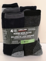 4 New Kirkland Merino Wool Blend Socks Men's Shoe Size 7-13