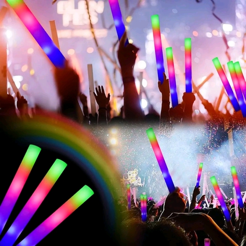 10 New ColorHome 14" Foam Glow Sticks : 3 Light Modes : Great Party Supplies for Weddings, Concerts, Raves +