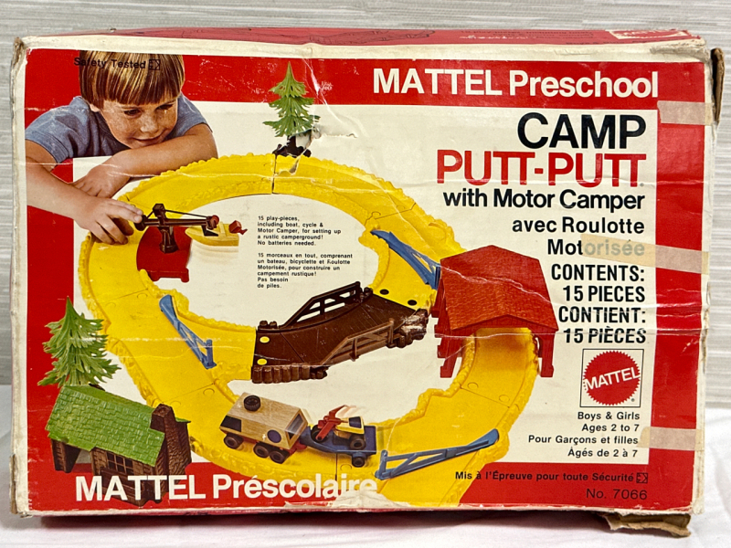 Vintage 1973 Mattel PreSchool Camp Putt Putt Complete with Camper and Original Box