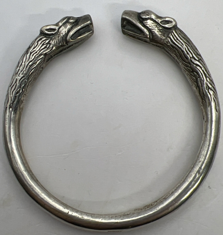 Double Wolf Head Torc Bracelet