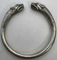 Double Wolf Head Torc Bracelet