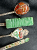 Four Sterling Spoons Enamel Amber Jade - 2