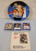 NFL & CFL Football Memorabilia Lot : NFL 1986 HoF Plate , 1991 CFL Trading Cards & 1991 Action Packed Card