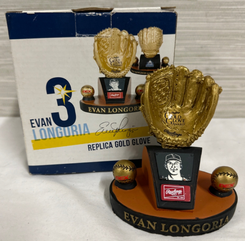 Evan Longoria Rawlings Replica Gold Glove Trophy Tampa Bay Rays with Box