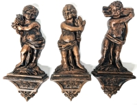 3 Vintage MCM Coppercraft Guild x Dart Wall Cherubs | 10.75" Long