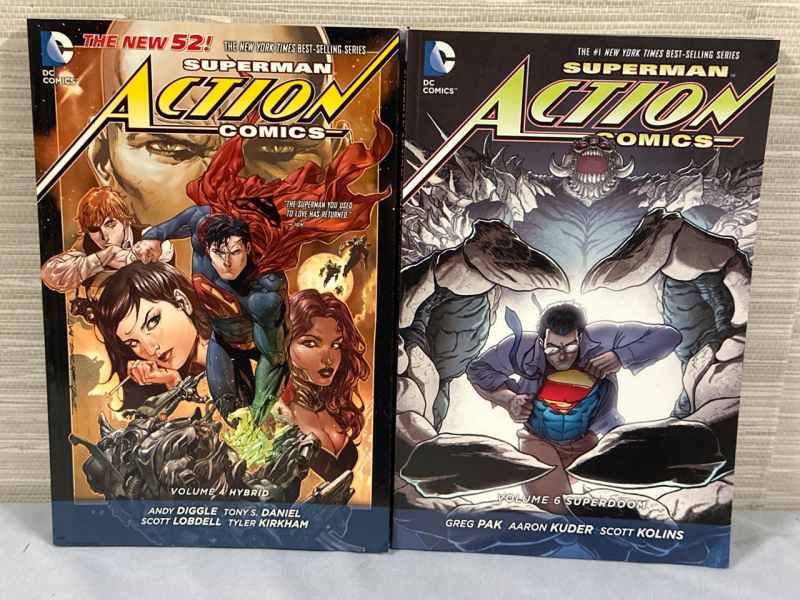 2 Superman Action Comics The New 52 Volume 4 Hybrid & Volume 6 Superdoom DC Comics Softcovers