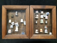 2 Vintage Decorative Collective Framed Thimbles ( 7" x 9" )