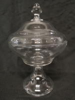 Vintage Glass Lidded Candy Dish - 13" tall