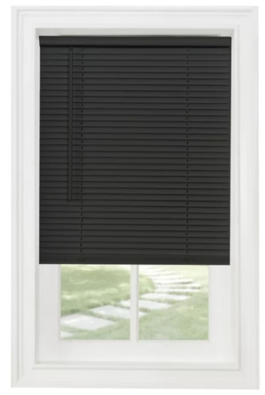 G11 Cordless Morningstar Light-Filtering 1" Vinyl Mini Blinds Black 27"x48"