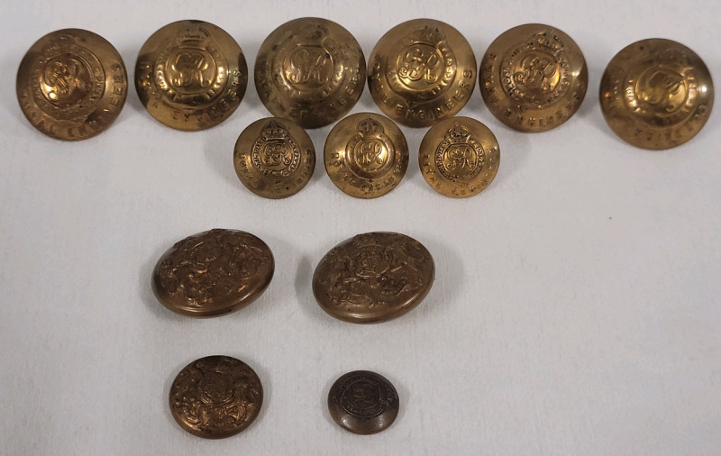 British Military Royal Engineers Buttons & British Military General Service Buttons . 13 Buttons