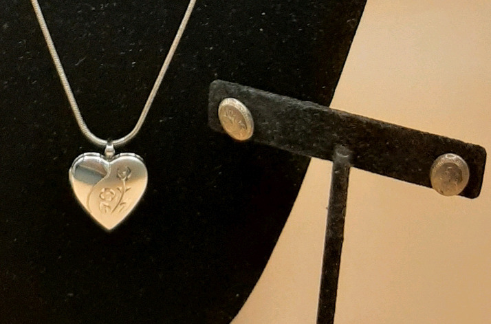 Vintage Signed Birks Sterling Silver Studs & Vintage Heart Shaped Locket on a 22" Chain