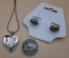 Vintage Signed Birks Sterling Silver Studs & Vintage Heart Shaped Locket on a 22" Chain - 4