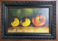 Home Decor Framed Textured Fruit Art on Board . Artist Signed ALEXANDER . Measures 29"&times;20"