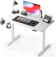 New CubiCubi Height Adjustable Electric Standing Desk with Splice Board, White Frame and White Top, 44" x 24"<br/>