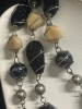 Vintage Black Brooch Modern Wrapped Cream Black Necklace - 3