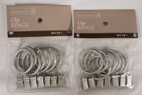 New - HomeTrends Curtain Rod Clip Rings Set of 7 , Two (2) Packs