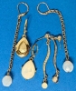 Vintage Park Lane Golden Rhinestone & Moonstone Jelly Belly Charm Pendant (3.5" Long) with3 Pairs of Earrings - 4