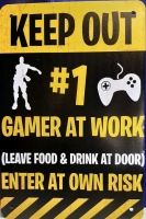 New Metal Sign Gamer Alert-Keep Out 11.75" X 8"