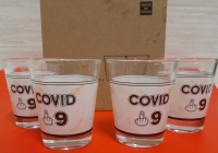 4 New Glass Shot Glasses : Flipping the Bird on Covid 19