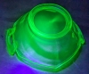 Vintage Uranium Glass Handled Candy Dish | 6.75" x 6" x 2.25" Tall - 7